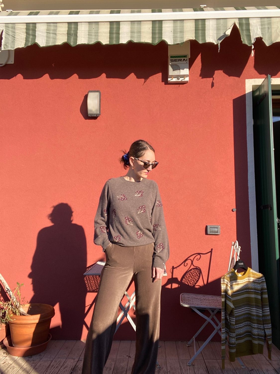 Pantaloni in velluto elasticizzato