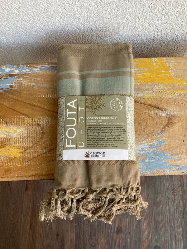 FOUTA DHOTI GARDEN earth 90*160 cm, Bio-Baumwolle FOUTA DHOTI GARDEN earth 90*160 cm, Bio-Baumwolle