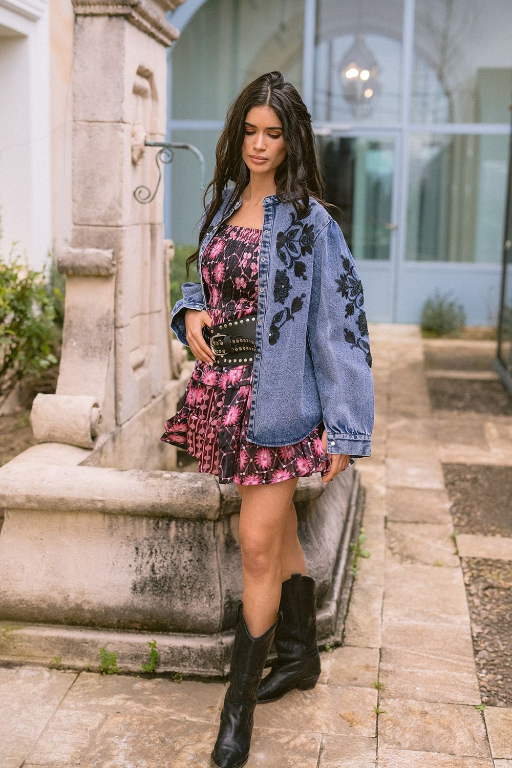 Floral Cosmos Denimhemd