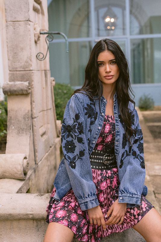 Floral Cosmos Denimhemd