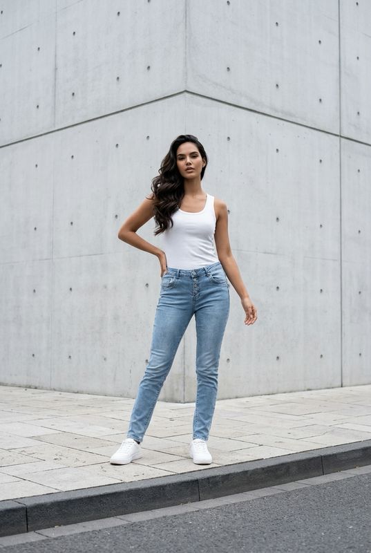 Jeans mit Schmuckknöpfen Jeans mit Schmuckknöpfen