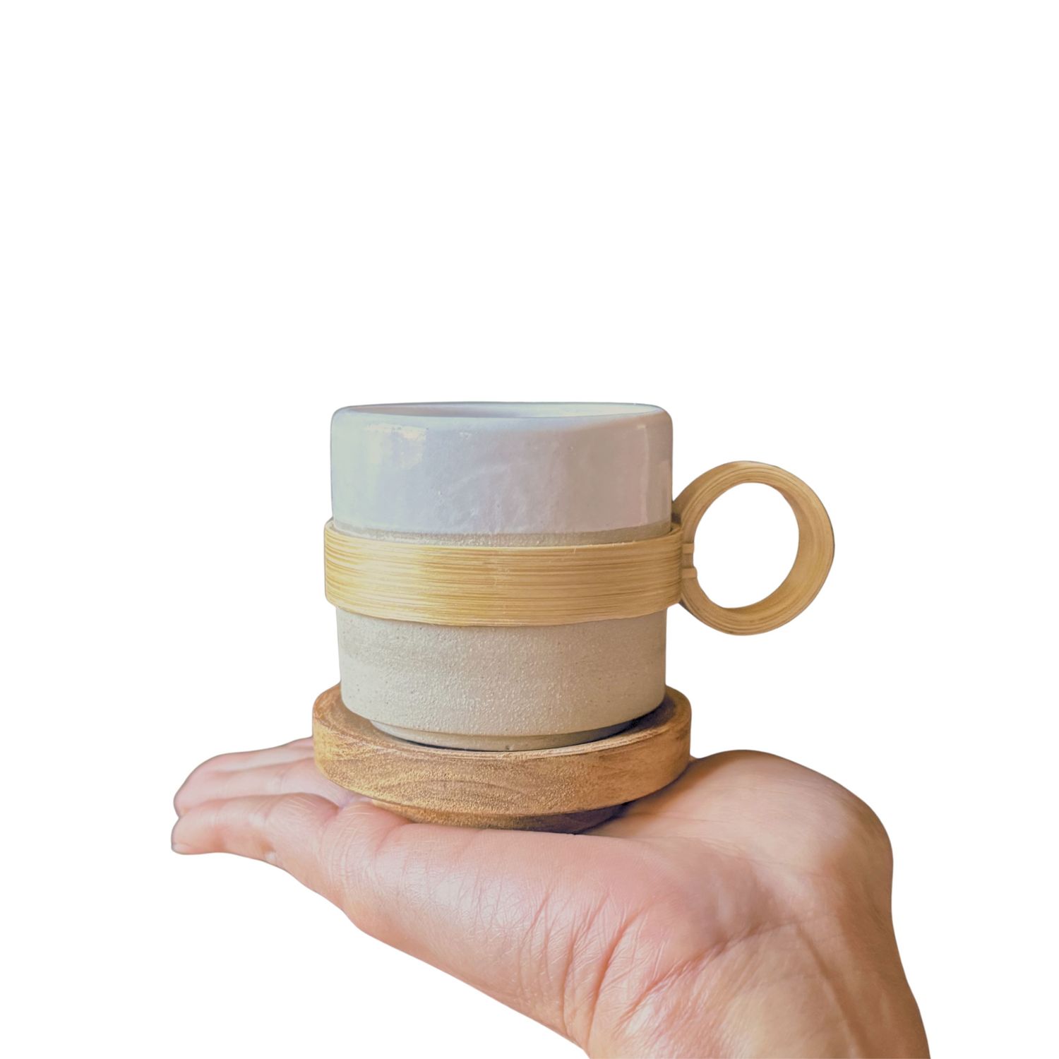 Bamboo Strap Ceramic Espresso Mugs