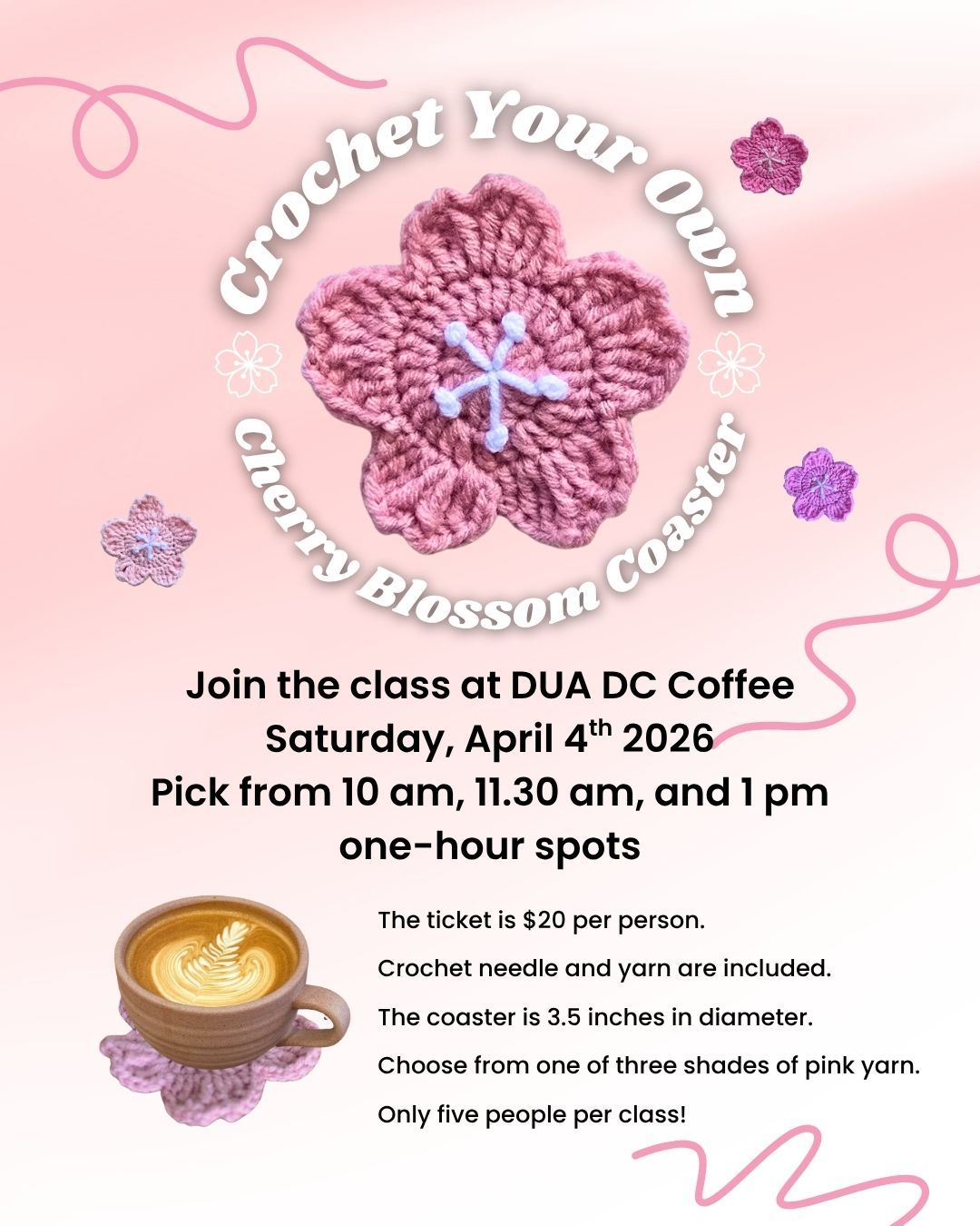 Cherry Blossom Coaster Crochet Class