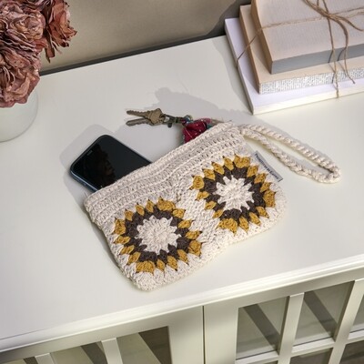 Sunflower Crochet Wristlet