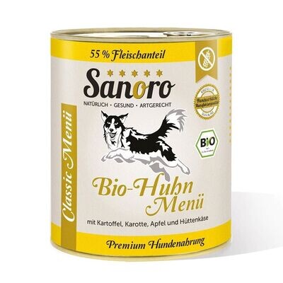 Sanoro Pures Muskelfleisch vom BIO-Huhn mit 5 % Leber 400g