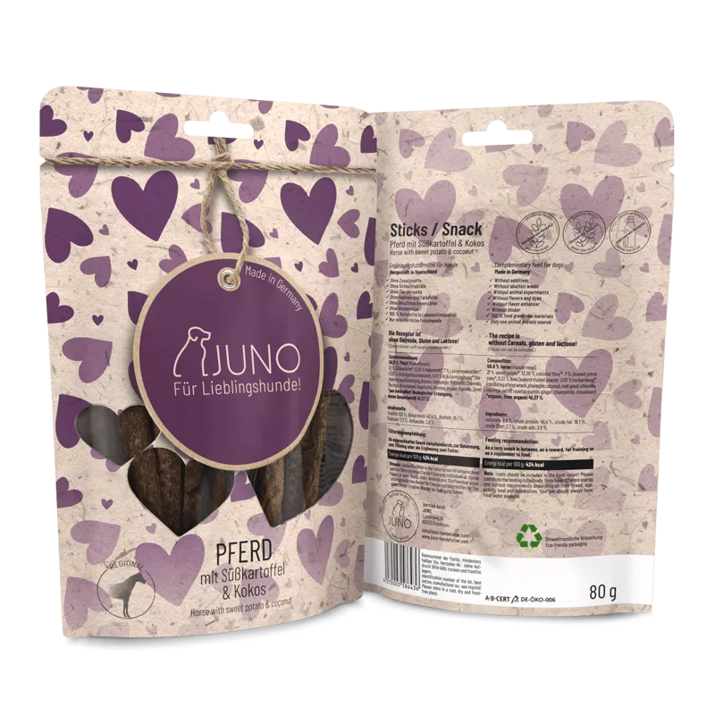 Juno PFERD / STICKS mit Bio Süßkartoffel & Bio Kokos