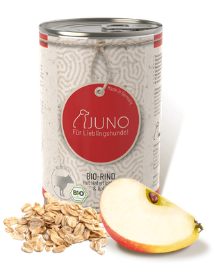 Juno - BIO-RIND mit Bio Haferflocken & Bio Apfel 400g Juno - BIO-RIND mit Bio Haferflocken & Bio Apfel 400g