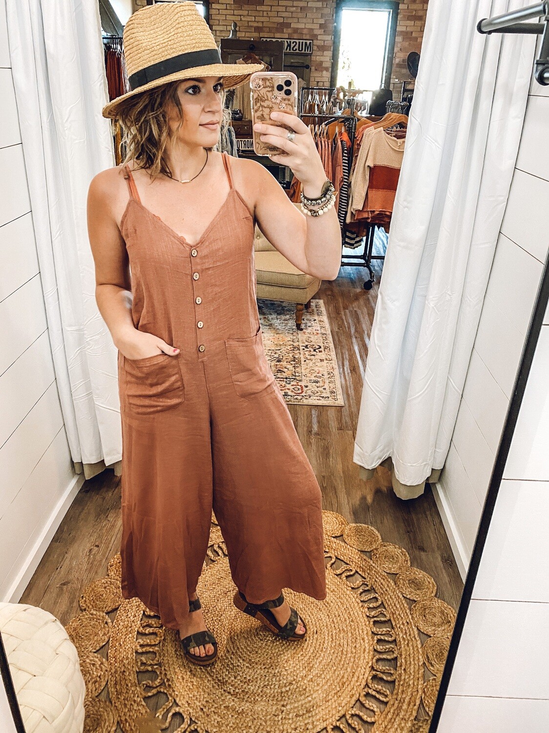 Dark Mauve Linen Jumpsuit