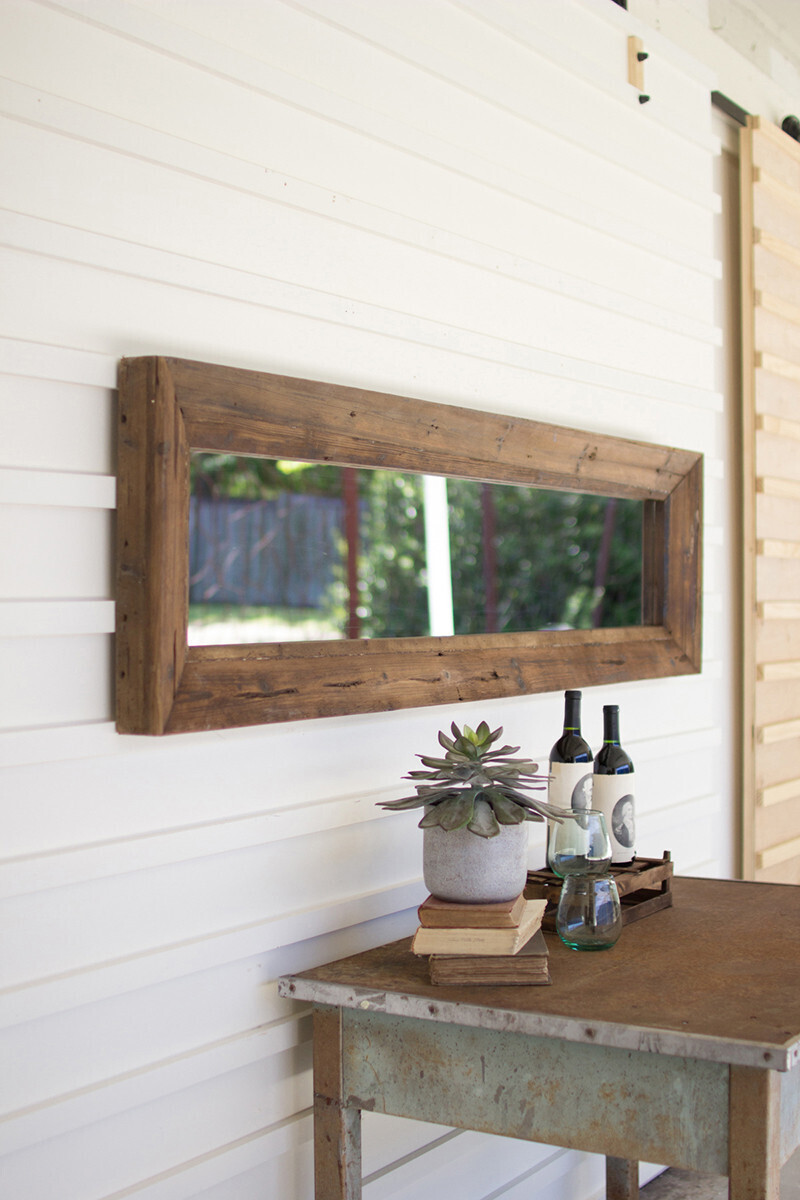 Long Rectangle Mirror Recycled Wood Frame - 1417 - HEM