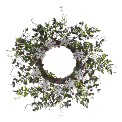Snowflake & Red Berry Wreath - 1849 - HEM