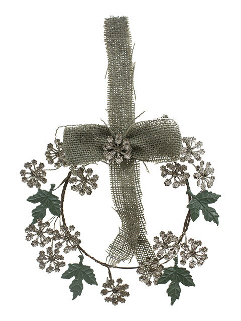 Green Burlap Snowflake Candle Ring - 1879 - HEM