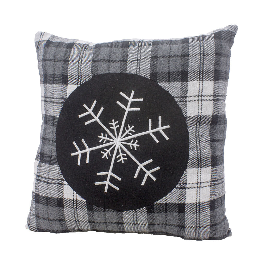 Black & White Snowflake Pillow 13x13 - 1881 - HEM