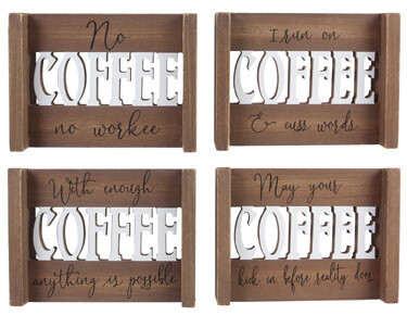 Wood Coffee Tabletop Sign - 1651 - HEM