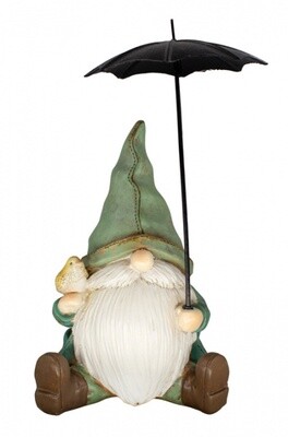 Green Resin Gnome with Umbrella - 1908 - HEM