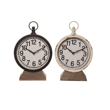 Metal Wood Weathered Clock - 1737 - HEM