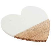 Sm Wood/Marble Heart Platter - TES