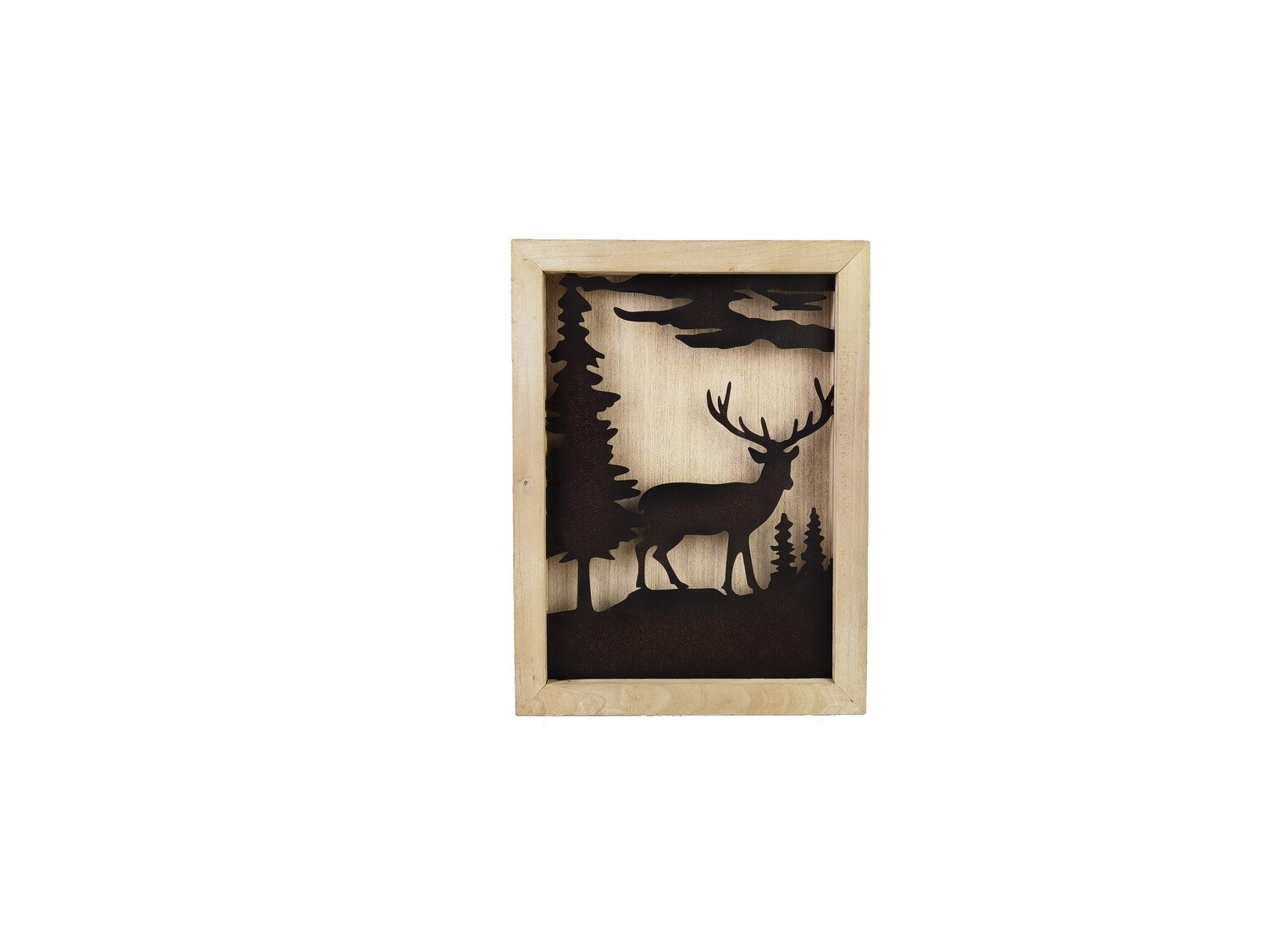 Wood Framed Metal Bear/Deer Cutout Shadow Box - 1670 - HEM