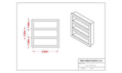 Rectangle 1.00" x 3.00" (Cuts 3)