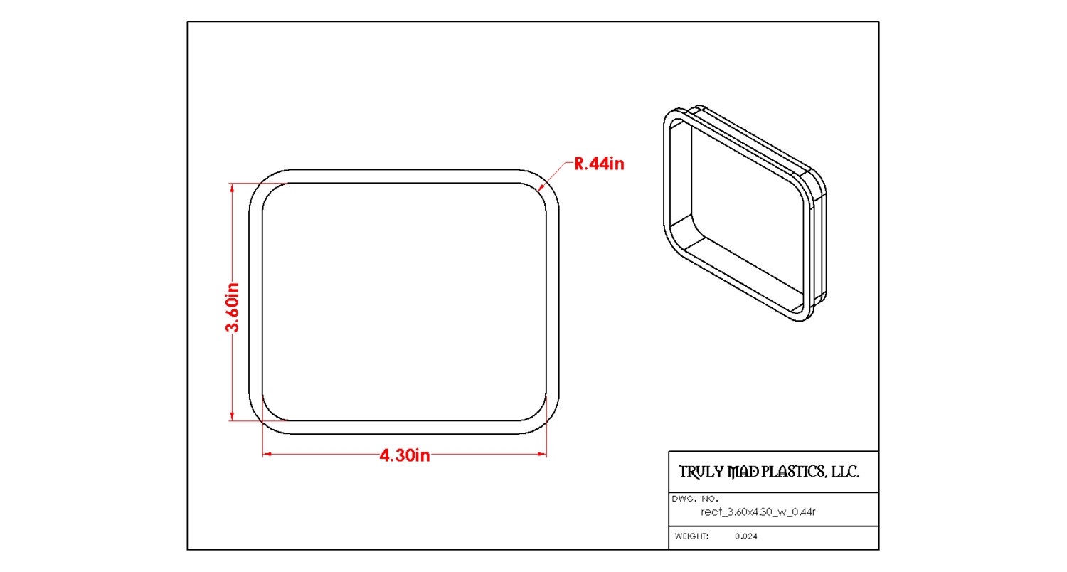 Rectangle 3.60&quot; x 4.30&quot; w 0.44R