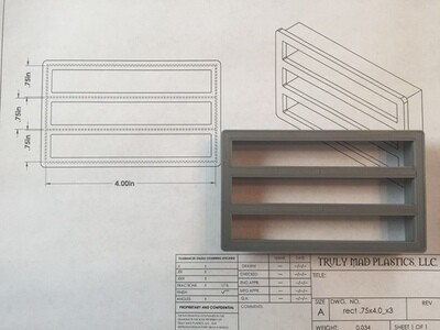Rectangle 0.75" x 4.00" (Cuts 3)