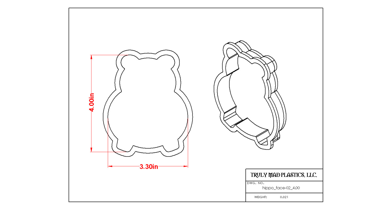 Hippo Face 02, Size: 4.00&quot;