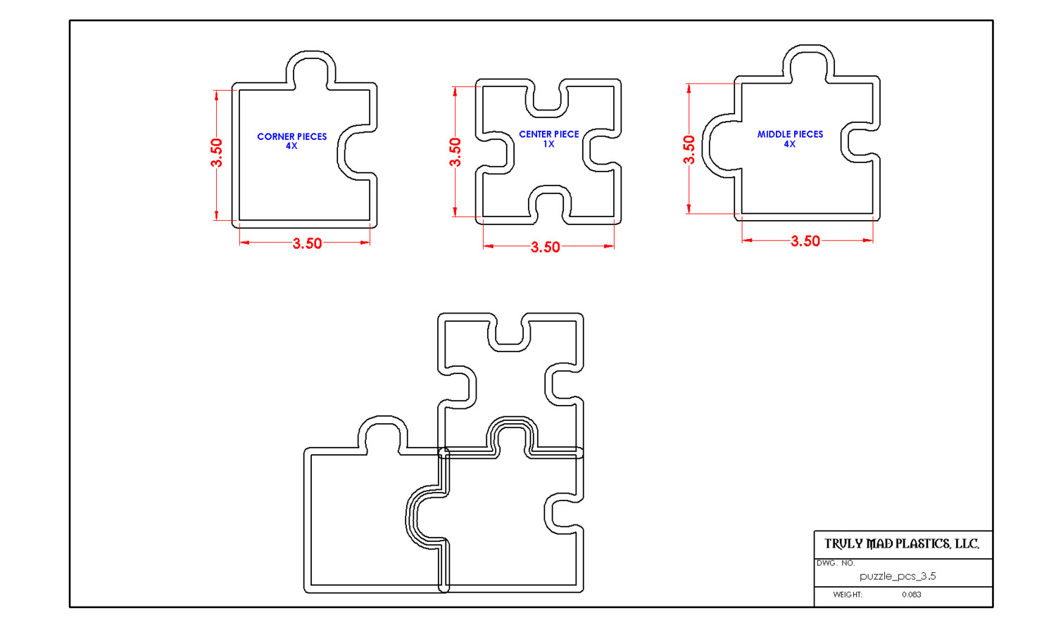 Puzzle Pcs 3.50&quot; size (3 piece)