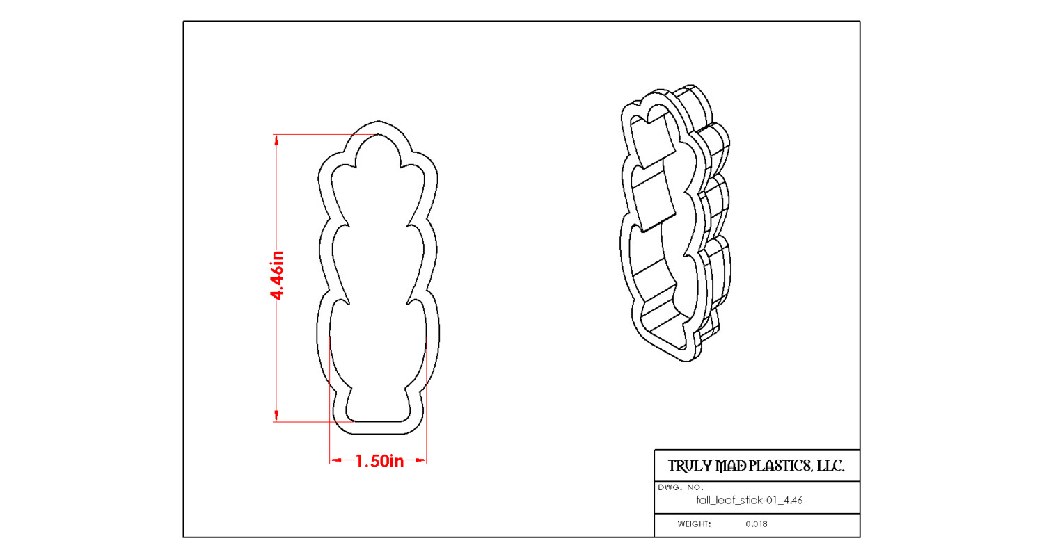 Fall Leaf Stick 01, Size: 4.46&quot;