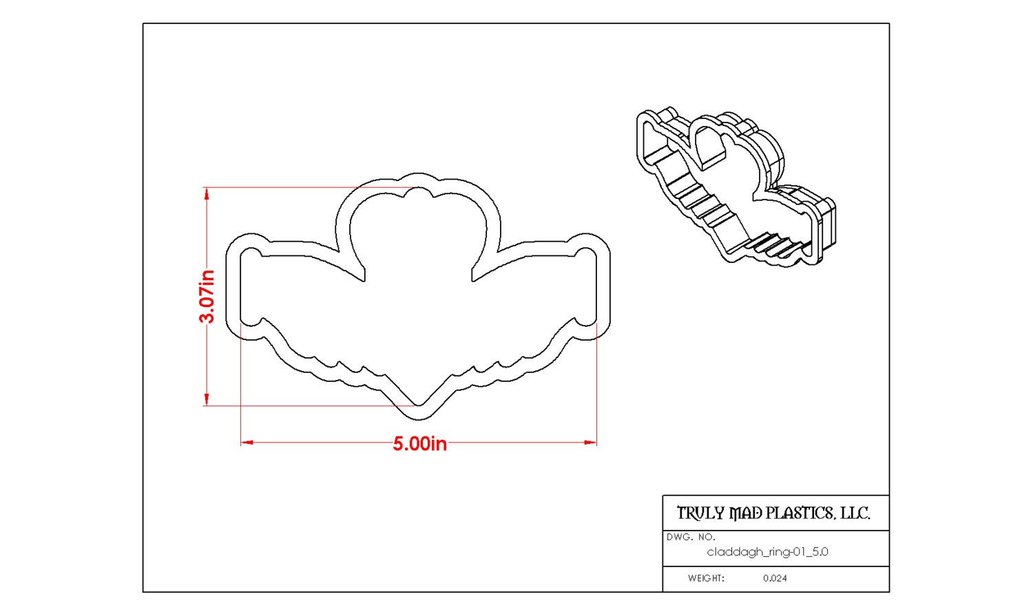 Claddagh Ring 01, Size: 5.00&quot;