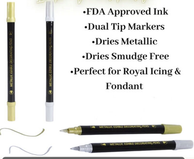 Metallic Edible Ink Markers Gold/Silver