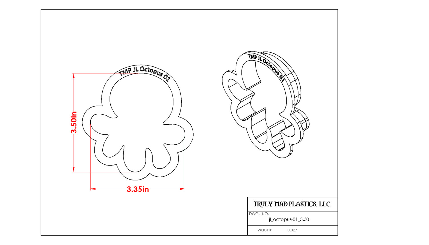 JL Octopus 01, Size: 3.50&quot;