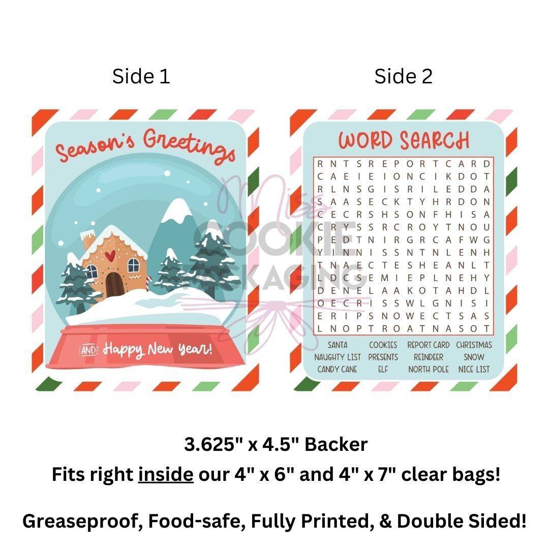 Greaseproof Backer Elf Seasons Greeting / Word Search Card, Qty: 10 pack