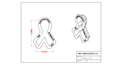 Awareness Ribbon (bc ribbon 01), Size: 3.50&quot;