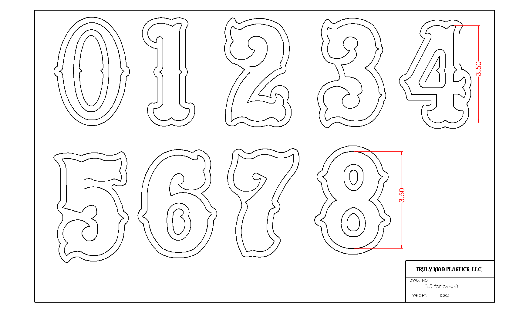 Fancy Number's Set (3 1/2")