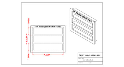 Rectangle 1.00" x 4.00" (Cuts 3)