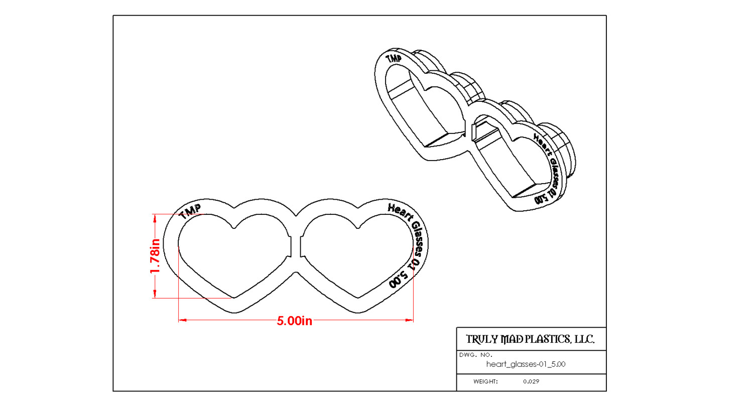 Heart Glasses 01, Size: 5.00&quot;