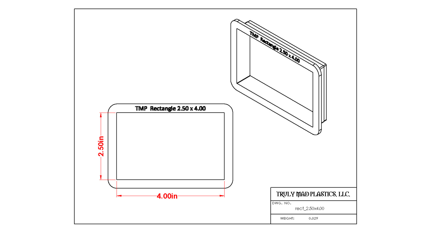 Rectangle 2.50&quot; x 4.00&quot;