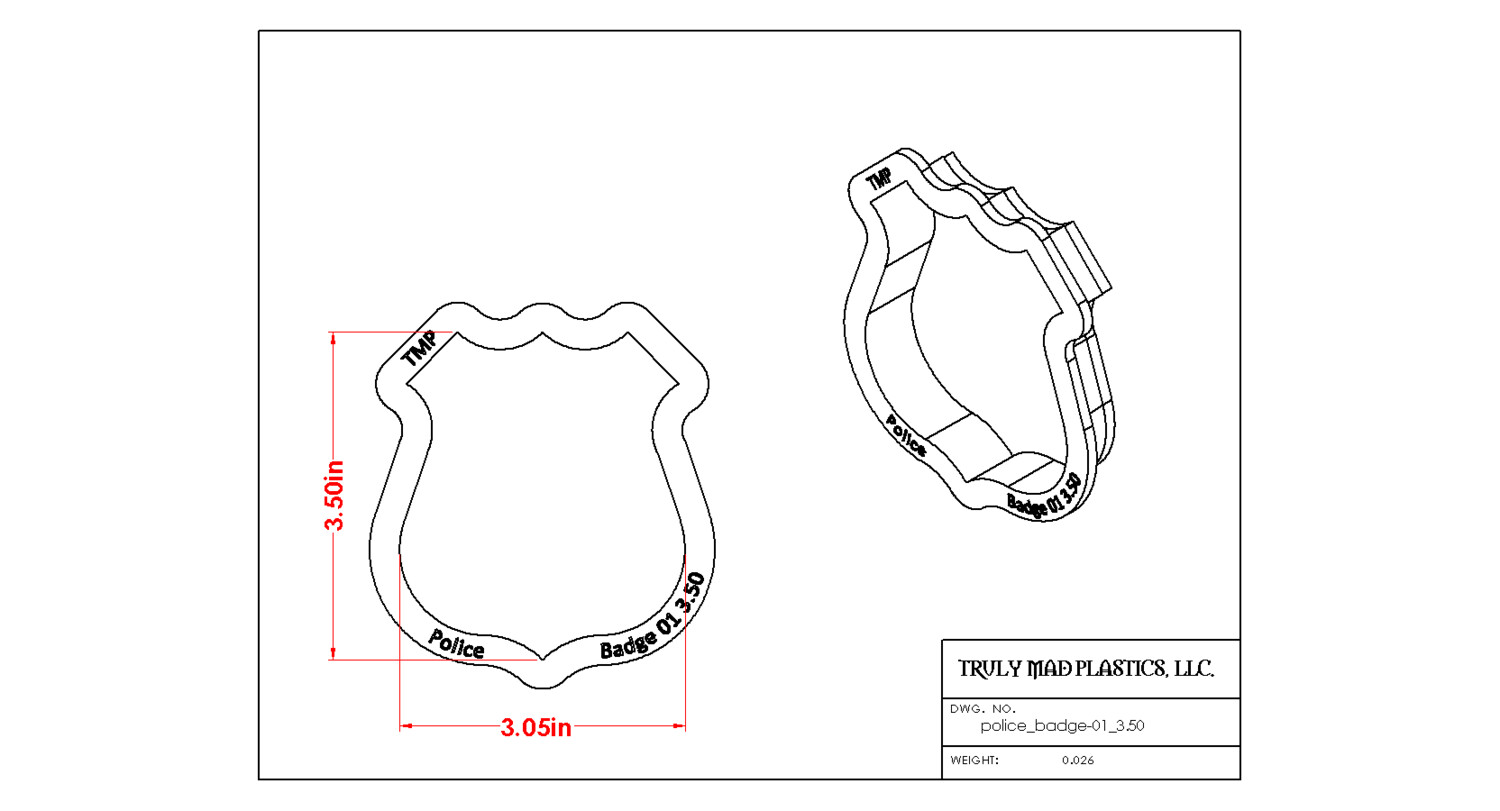 Police Badge 01, Size: 3.50&quot;