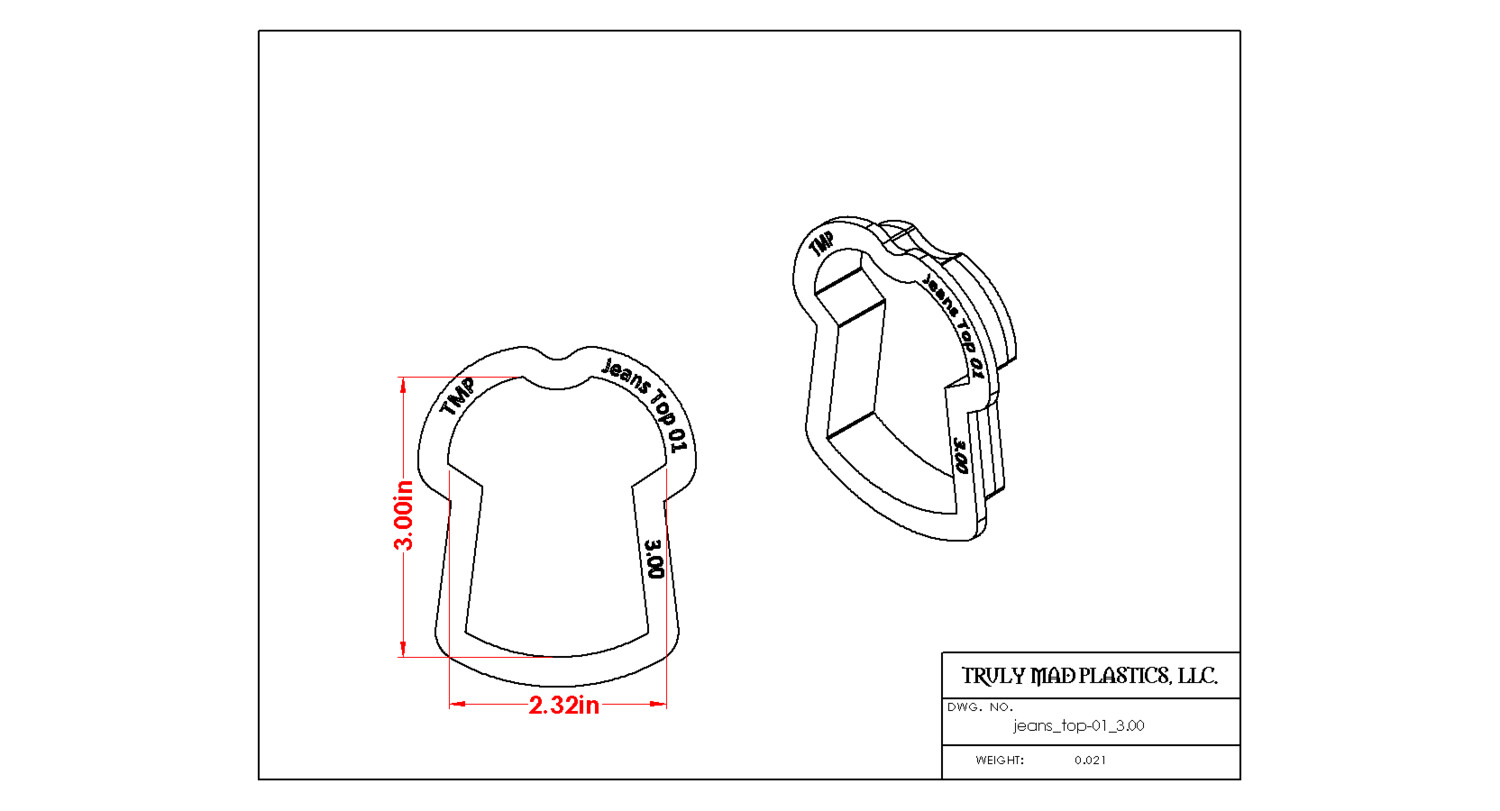 Jeans Top 01 (Goes with the Jeans-01 4.50&quot;), Size: 3.00&quot;