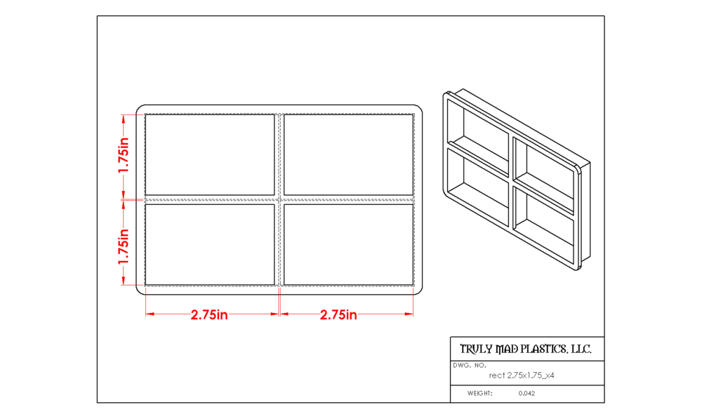 Rectangle 2.75" x 1.75" x 4