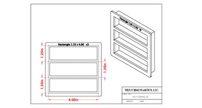 Rectangle 1.25&quot; x 4.00&quot; (Cuts 3)