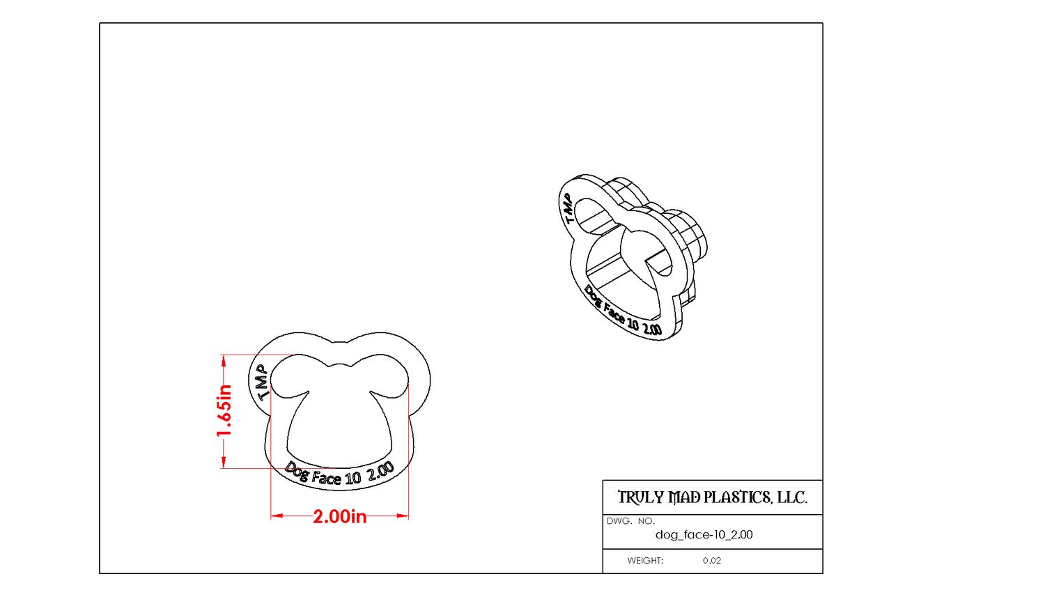 Dog Face 10, Size: 2.00&quot;