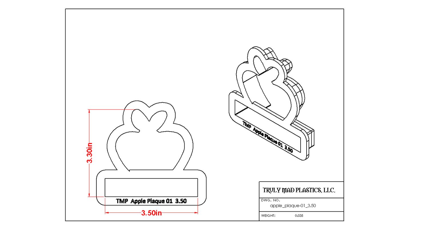 Apple Plaque 01, Size: 3.50&quot;