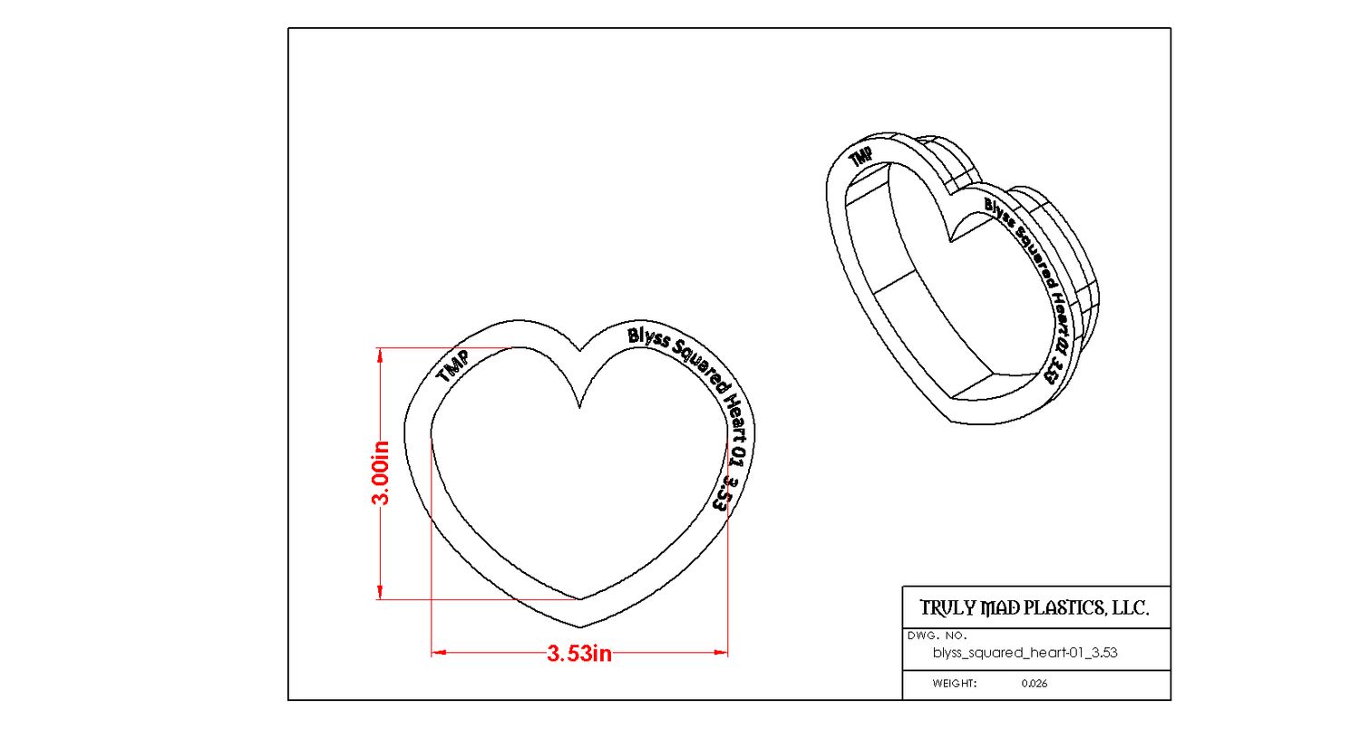 Blyss Squared Heart 01, Size: 3.53&quot;