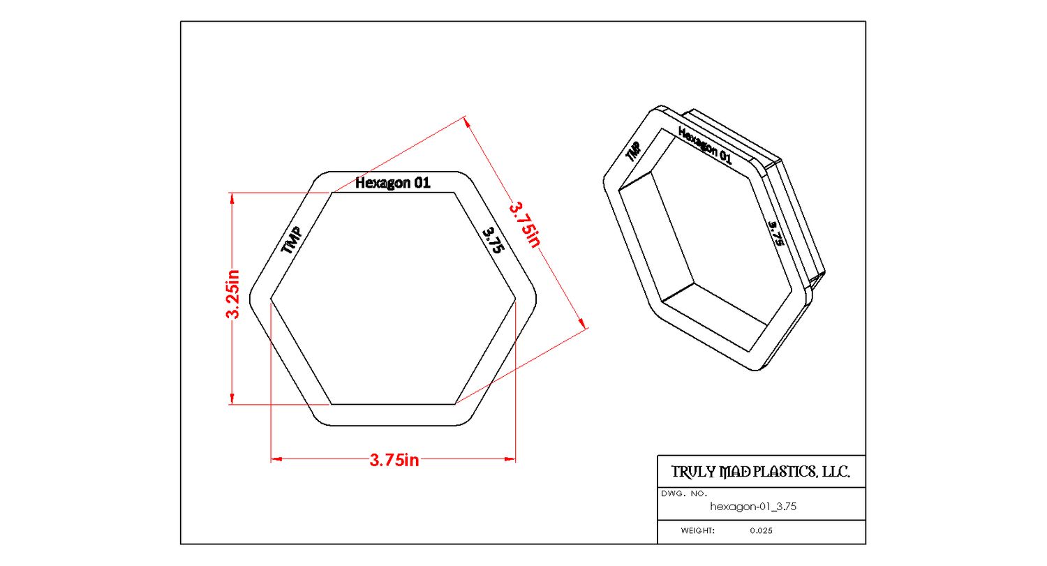 Hexagon 01, Size: 3.75&quot;