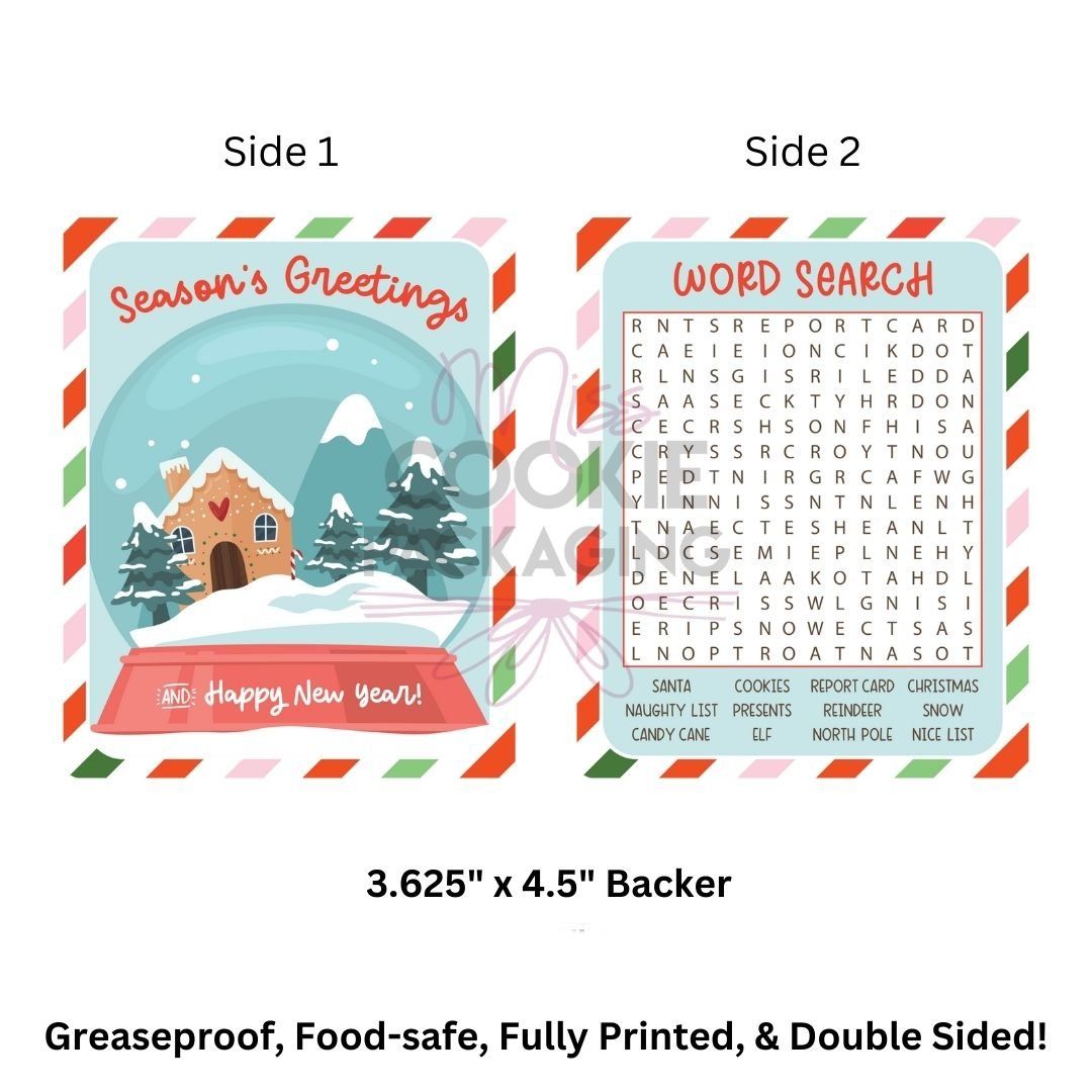 Greaseproof Backer  Elf Seasons Greeting / Word Search Card, Qty: 10 pack