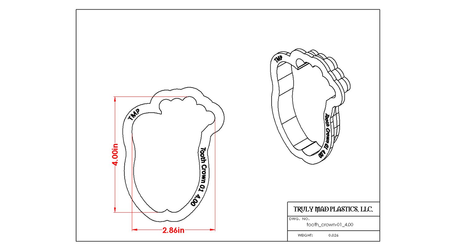 Tooth Crown 01, Size: 4.00&quot;