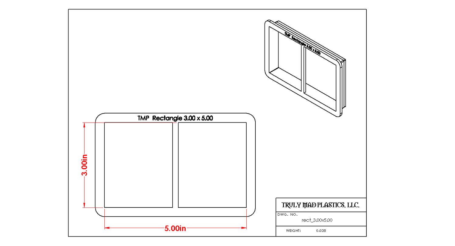 Rectangle 3.00&quot; x 5.00&quot;