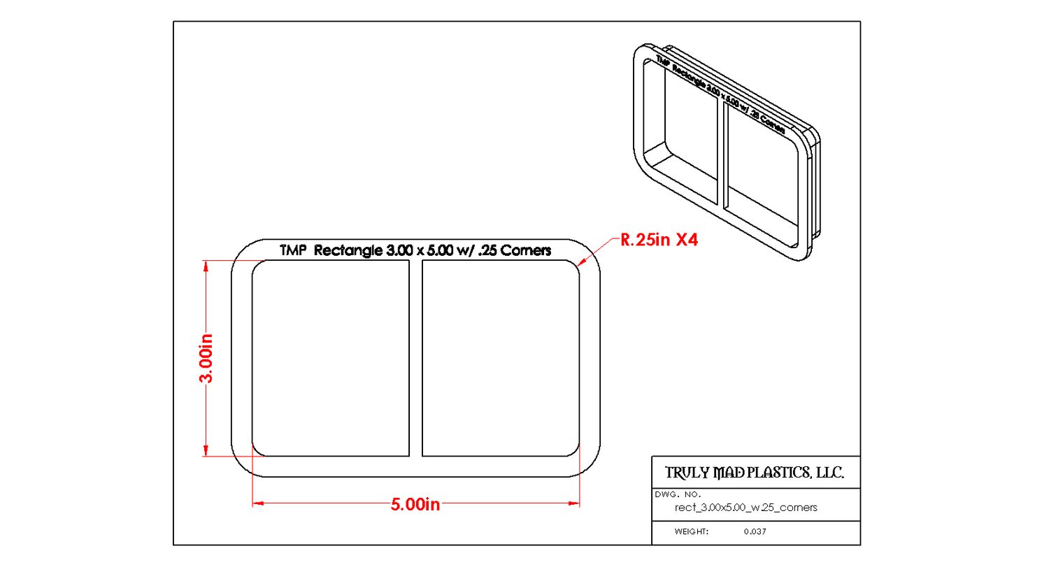 Rectangle 3.00&quot; x 5.00&quot; w/.25 Corners