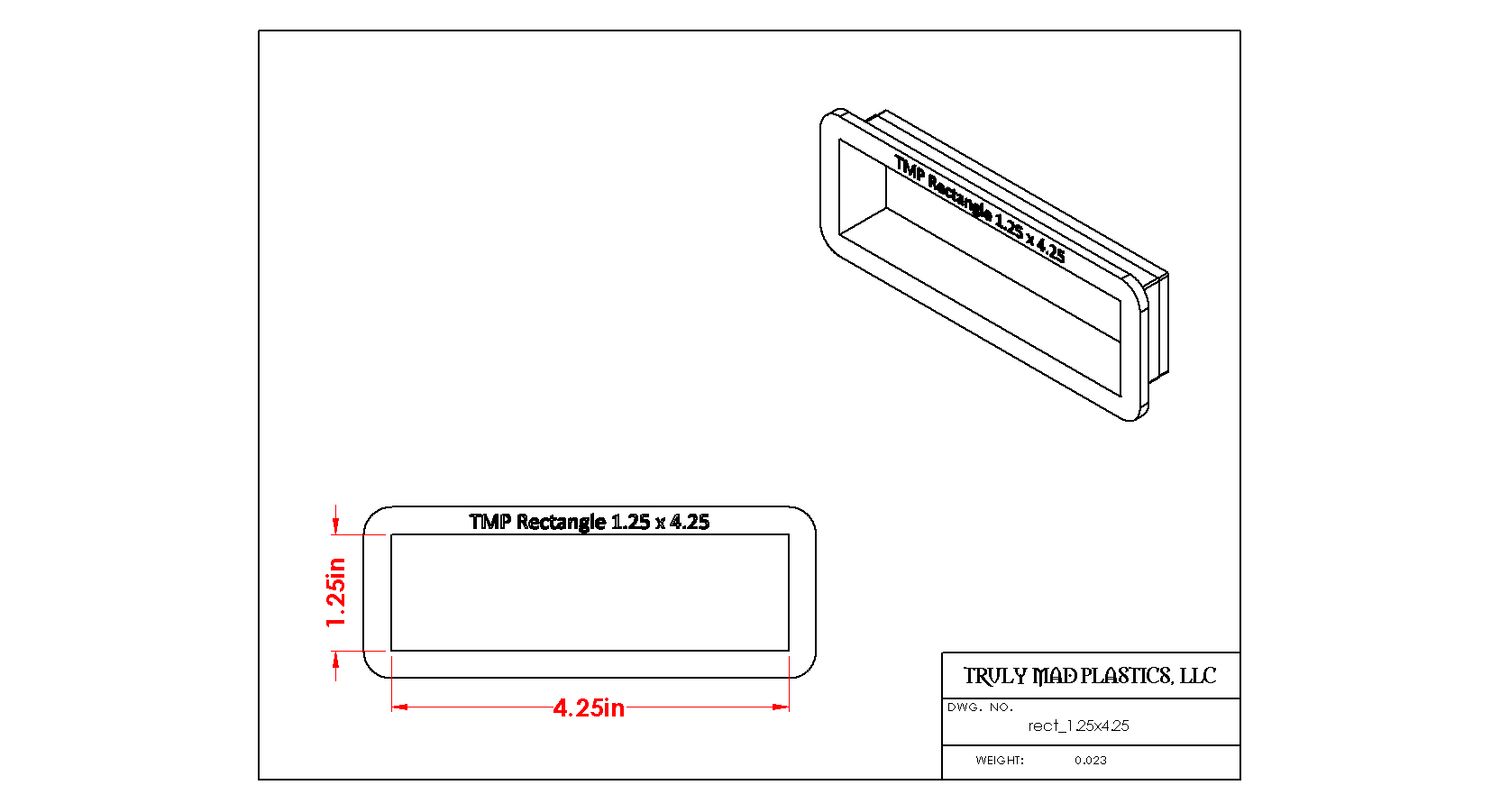 Rectangle 1.25&quot; x 4.25&quot;