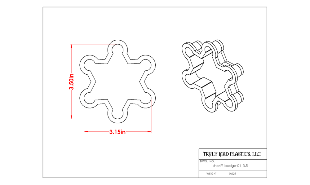 Sheriff Badge 01, Size: 3.50&quot;